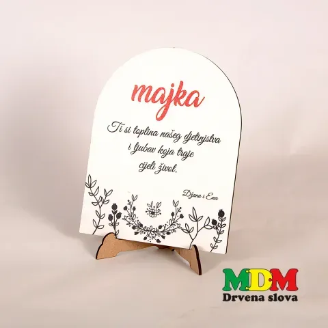 Drveni dekor za majku sa posvetom – personalizirani poklon za mamu